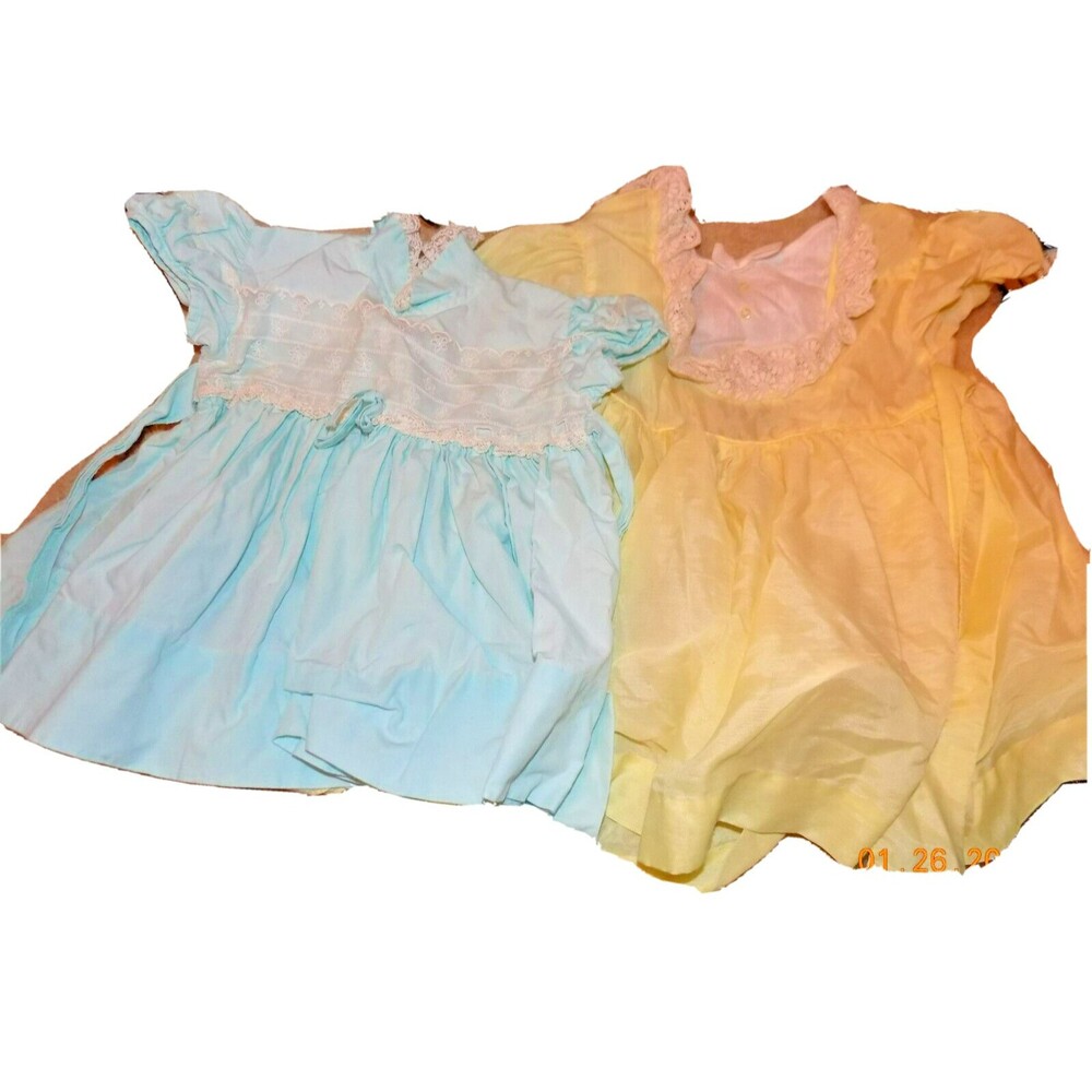 Pair of vintage baby toddler dresses no size